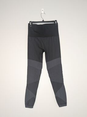 SPANX Seamless Moto Leggings Size L Black Textured Panel Compression Athleisure